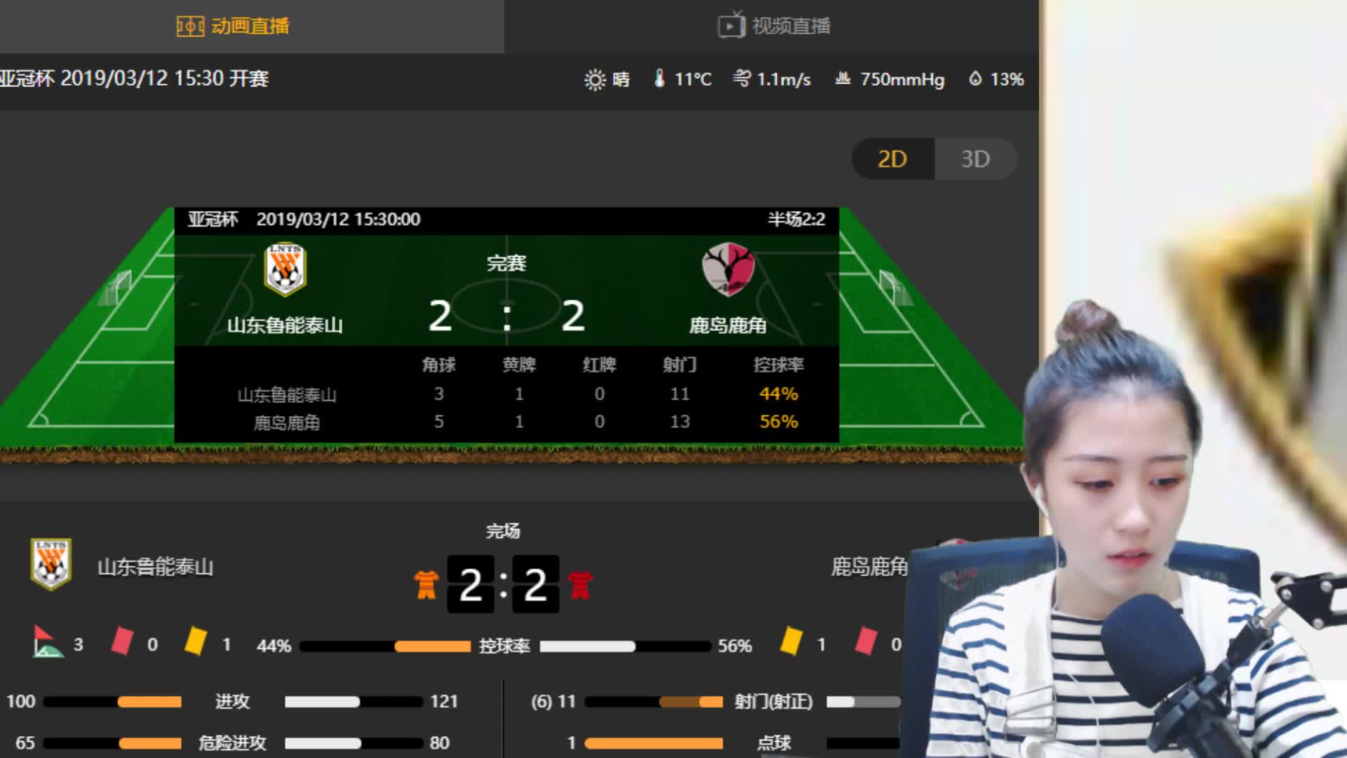 亚冠冲鸭!山东鲁能VS鹿岛鹿角-足球-体育比赛